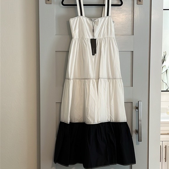 NWT Hunter Bell flowy midi maxi Rita dress black and white size extra small - Picture 3 of 6